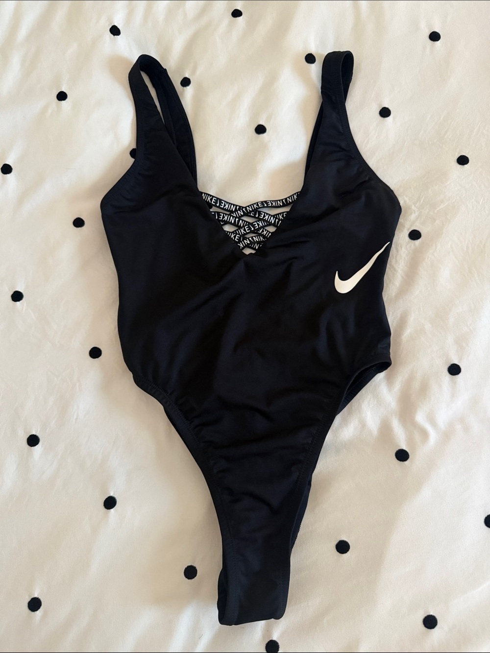 Nike Black One-Piece Swimsuit with White Swoosh